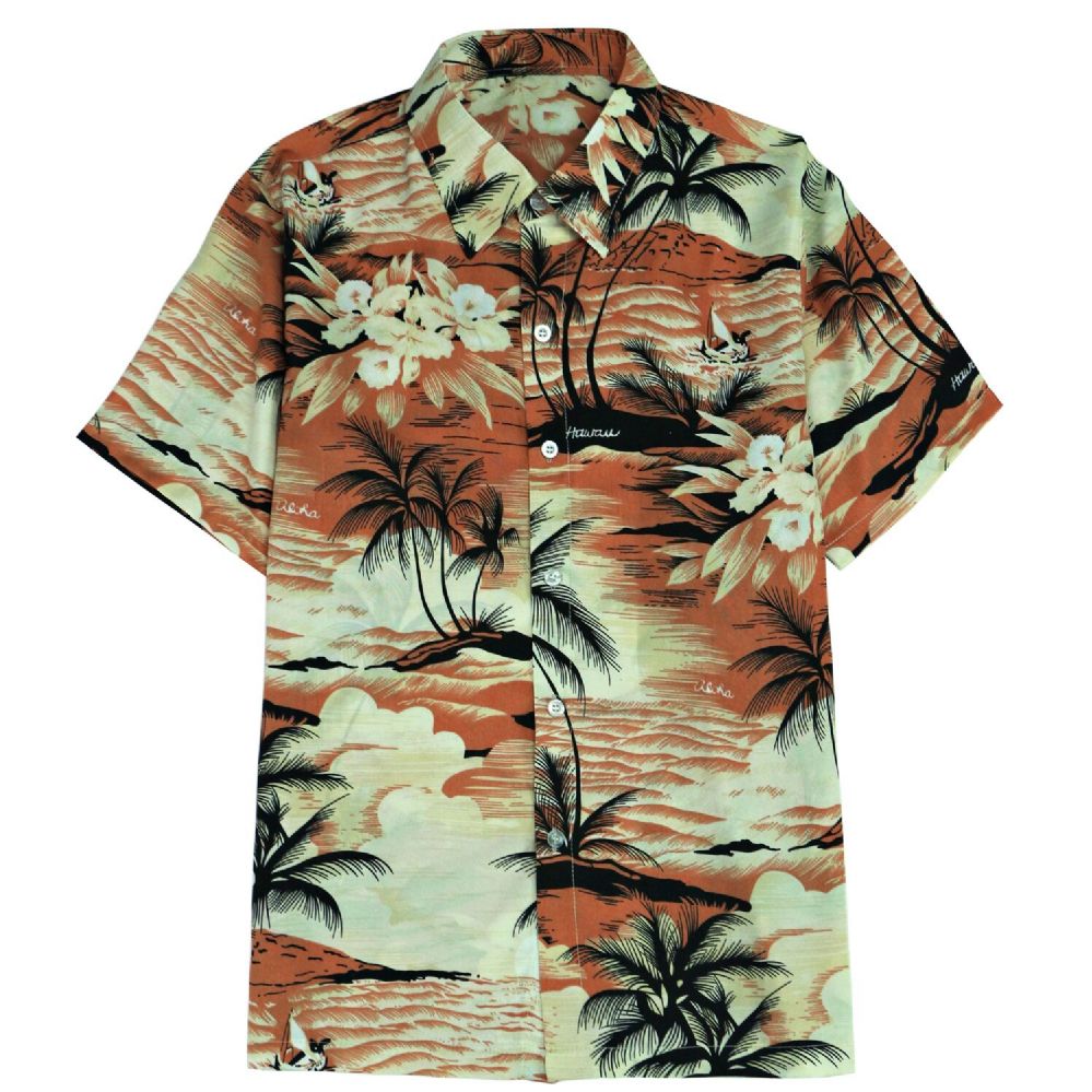 12 Wholesale Men's Orange Hawaiian Print Shirt Size S-2xl - at ...