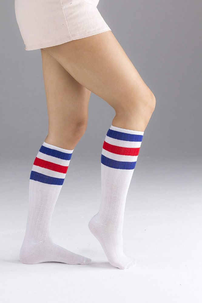12 Wholesale Yacht And Smith Womens Cotton Striped Tube Socks Referee Style Size 9 15 22 Inch 9582