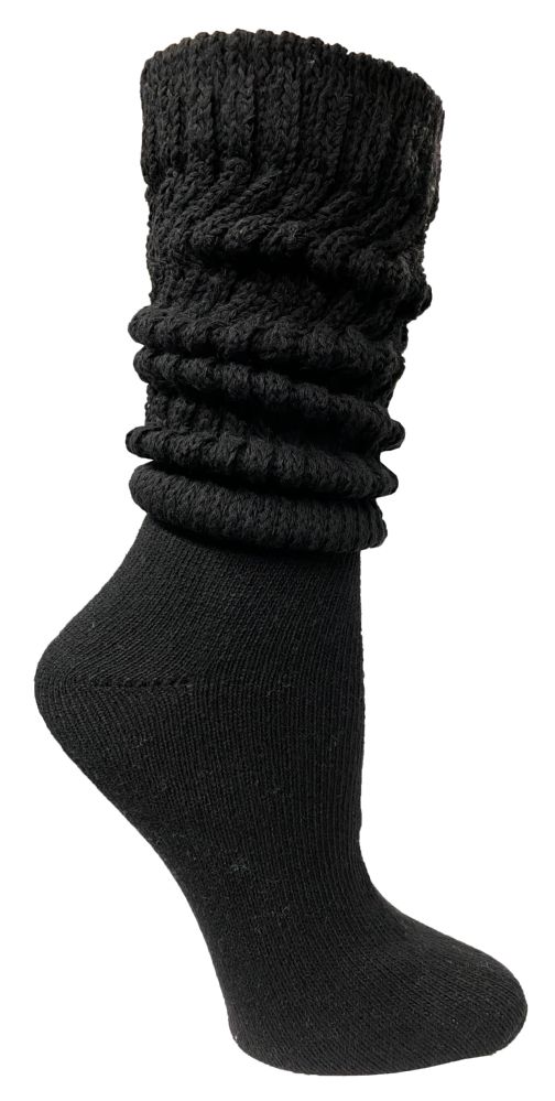 36 Wholesale Yacht And Smith Womens Heavy Cotton Slouch Socks Solid Black At 7935