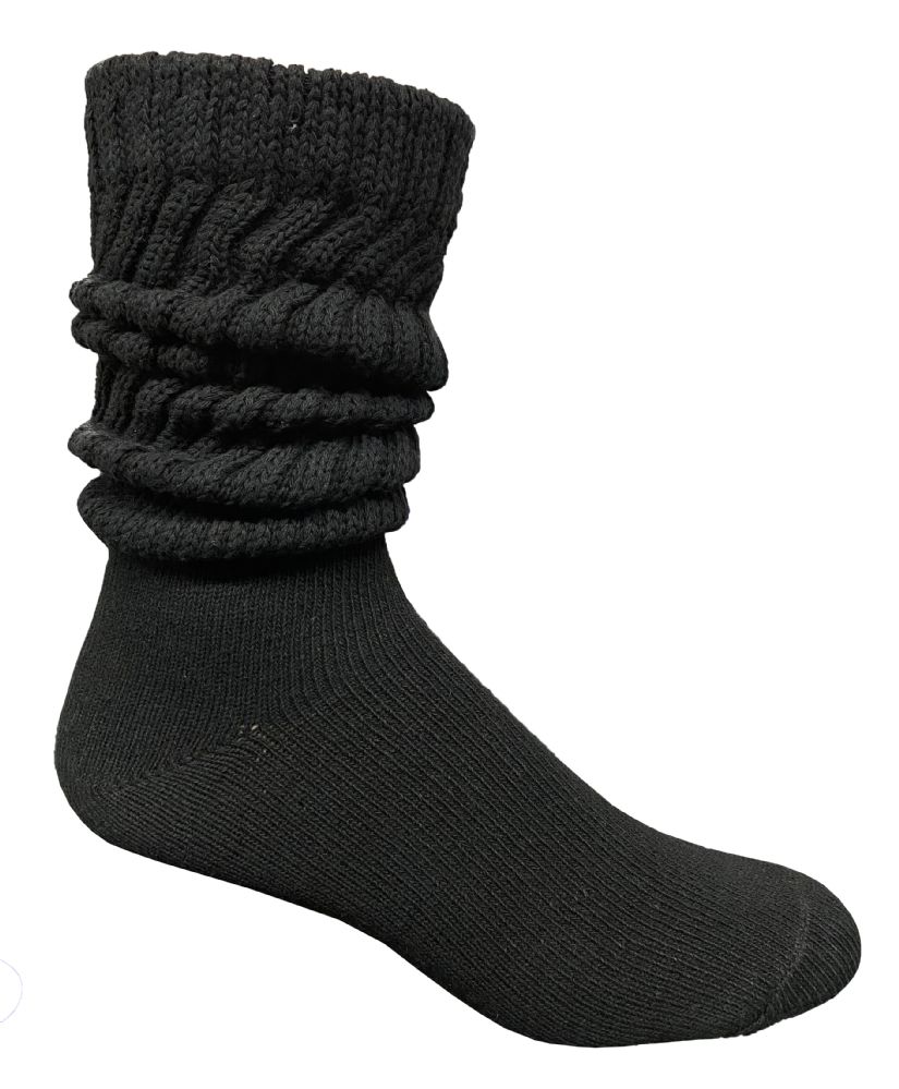 84 Wholesale Yacht And Smith Mens Heavy Cotton Slouch Socks Solid Black At