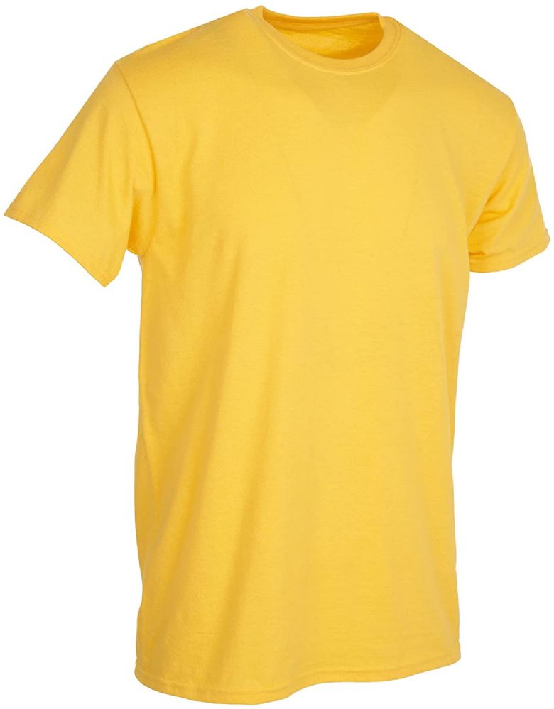 12 Wholesale Mens Yellow Cotton Crew Neck T Shirt Size Large - at ...