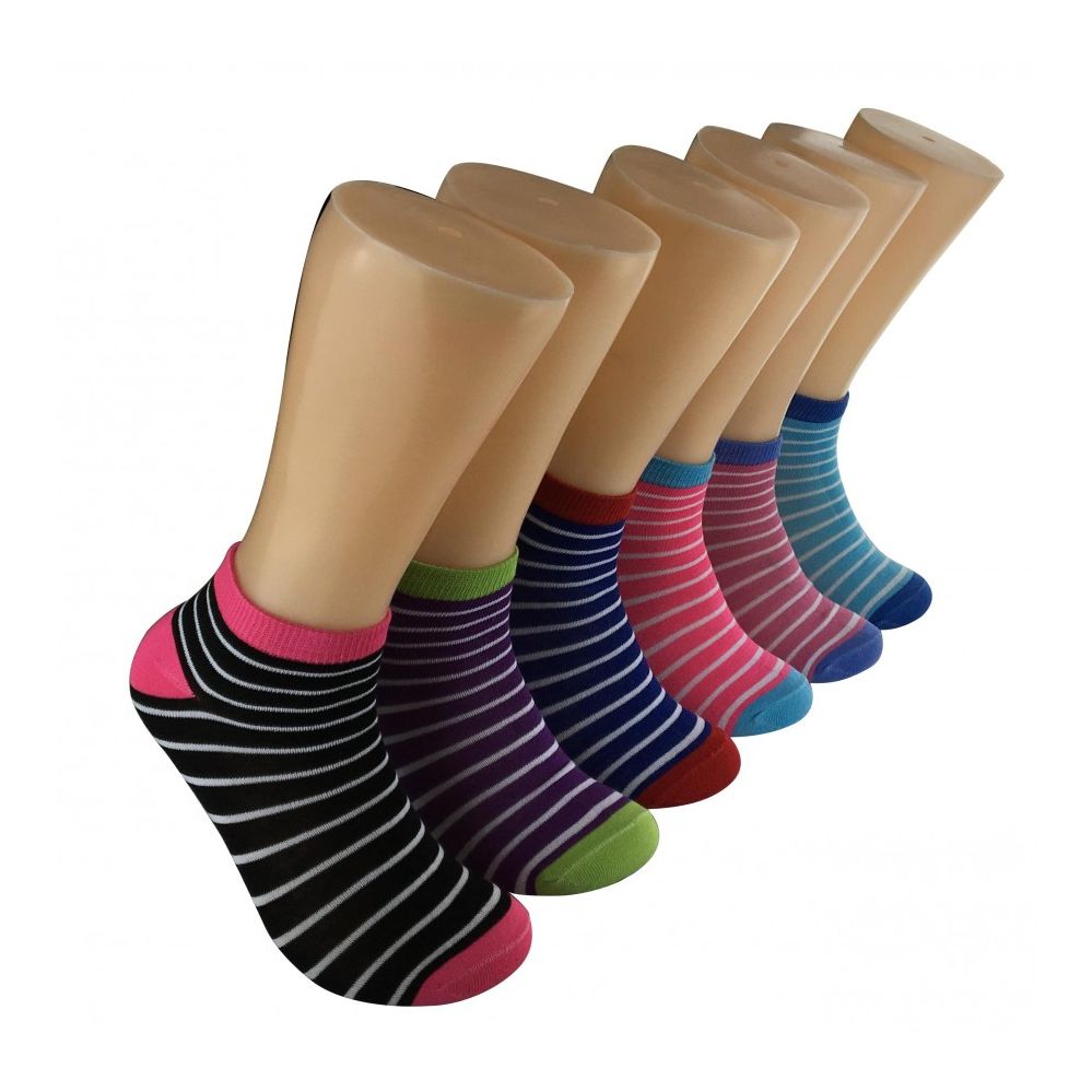 480 Wholesale Women's Thin Stripe Low Cut Ankle Socks - at ...