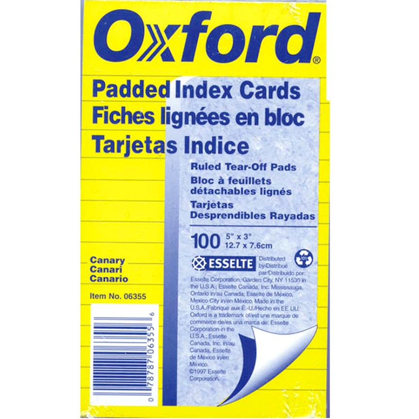 30 Wholesale Oxford 3x5 Index Card Pads, Canary, Ruled