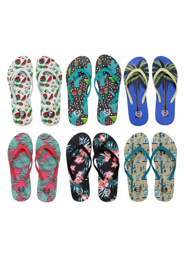 96 Wholesale Womens Printed Flip Flops - at - wholesalesockdeals.com