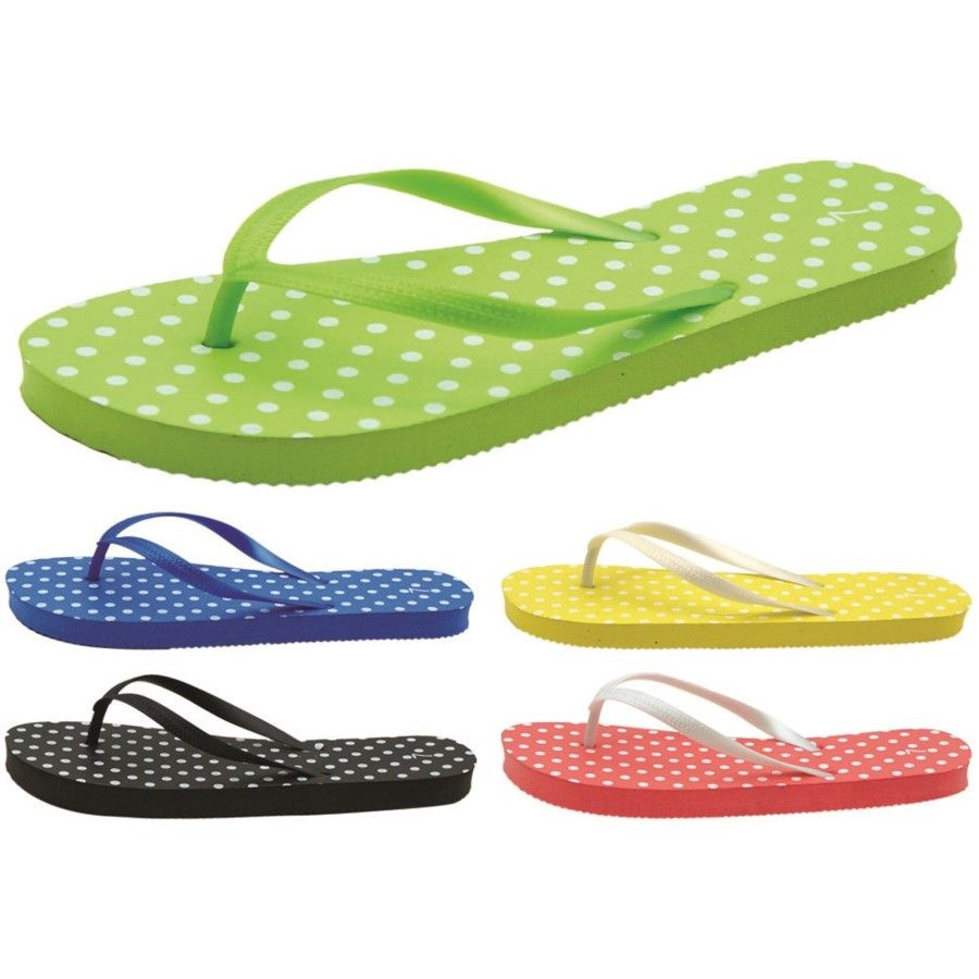 yellow dot flip flops