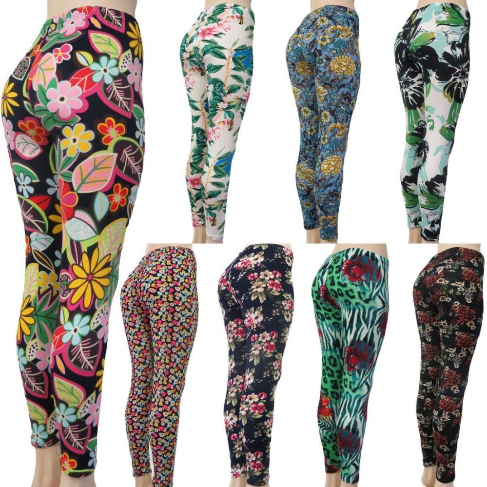 60 Wholesale Women's Fashion Leggings - Assorted Floral Prints - at ...
