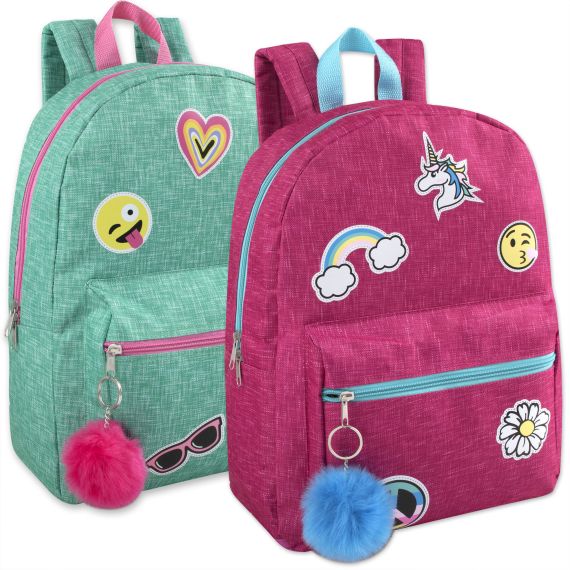 24 Wholesale 16.5 Inches Kids Backpack With Bonus Key Chain - Girls ...