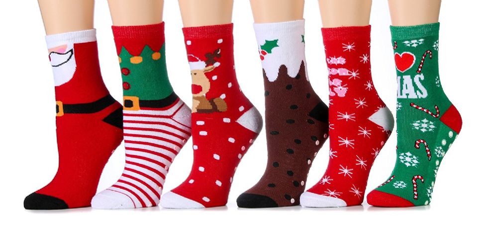 6 Wholesale Women Christmas Fun Colorful Printed Holiday Socks ...