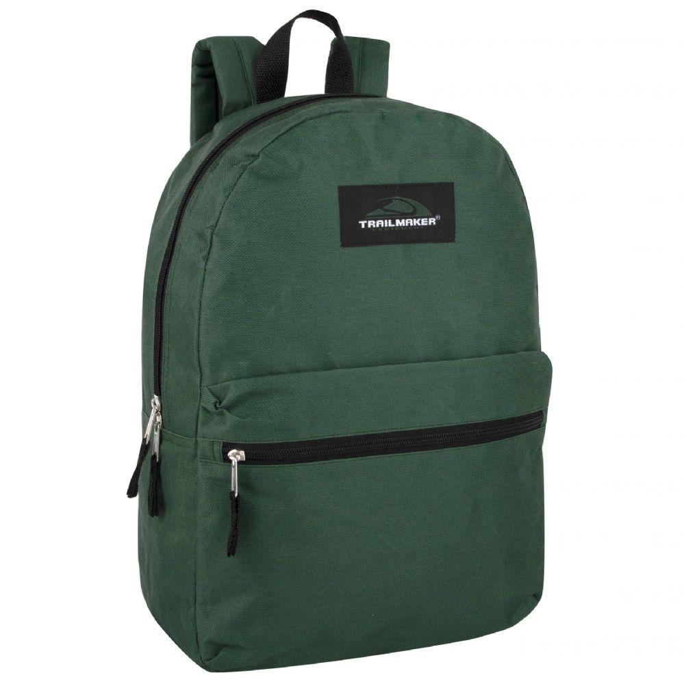 24 Wholesale Trailmaker Classic 17 Inch Backpack Solid Green - at ...