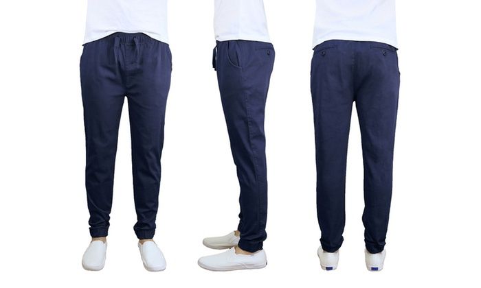 navy blue twill joggers