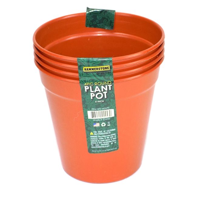 24 Wholesale 5 Inches Plastic Plant Pot 4 Pieces - at