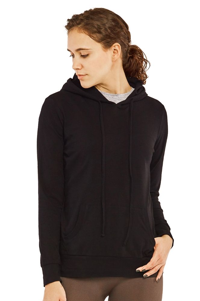 black hooded pullover sweatshirt