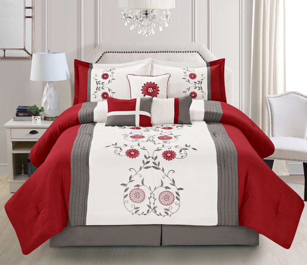 4 Wholesale MIA KING SIZE RED 7 PIECE COMFY BEDDING SET ...