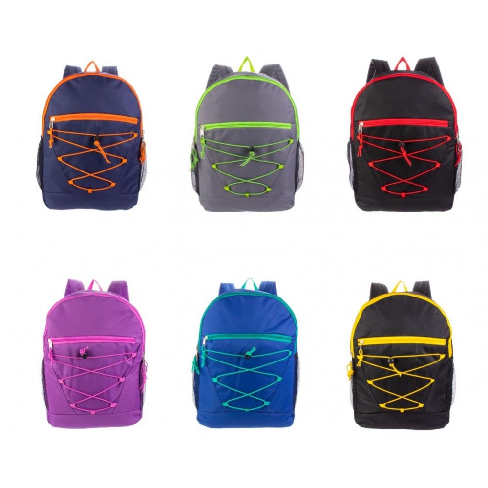 24 Wholesale Bungee Backpacks In 6 Assorted Colors - at ...