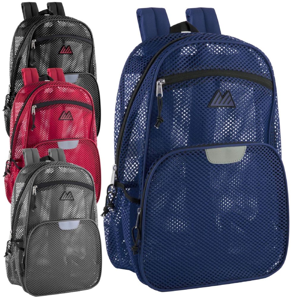 24 Wholesale Pro Jersey Reflective 18 Inch Mesh Backpacks at