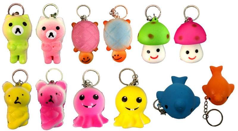 96 Wholesale Animal Shape Squishy Keychain - at - wholesalesockdeals.com