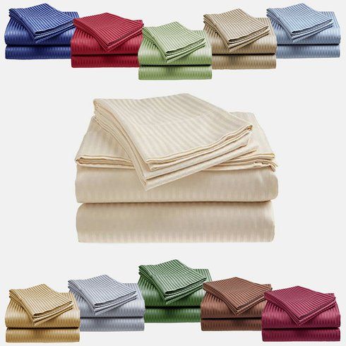 12 wholesale solid embossed sateen stripe bed sheet sets