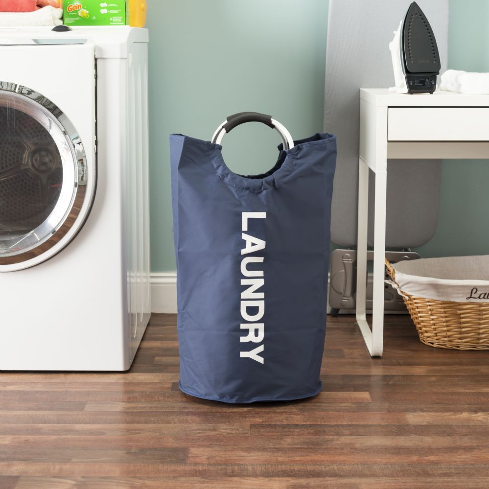 12 Wholesale Home Basics Canvas Laundry Hamper Tote With SofT-Grip ...